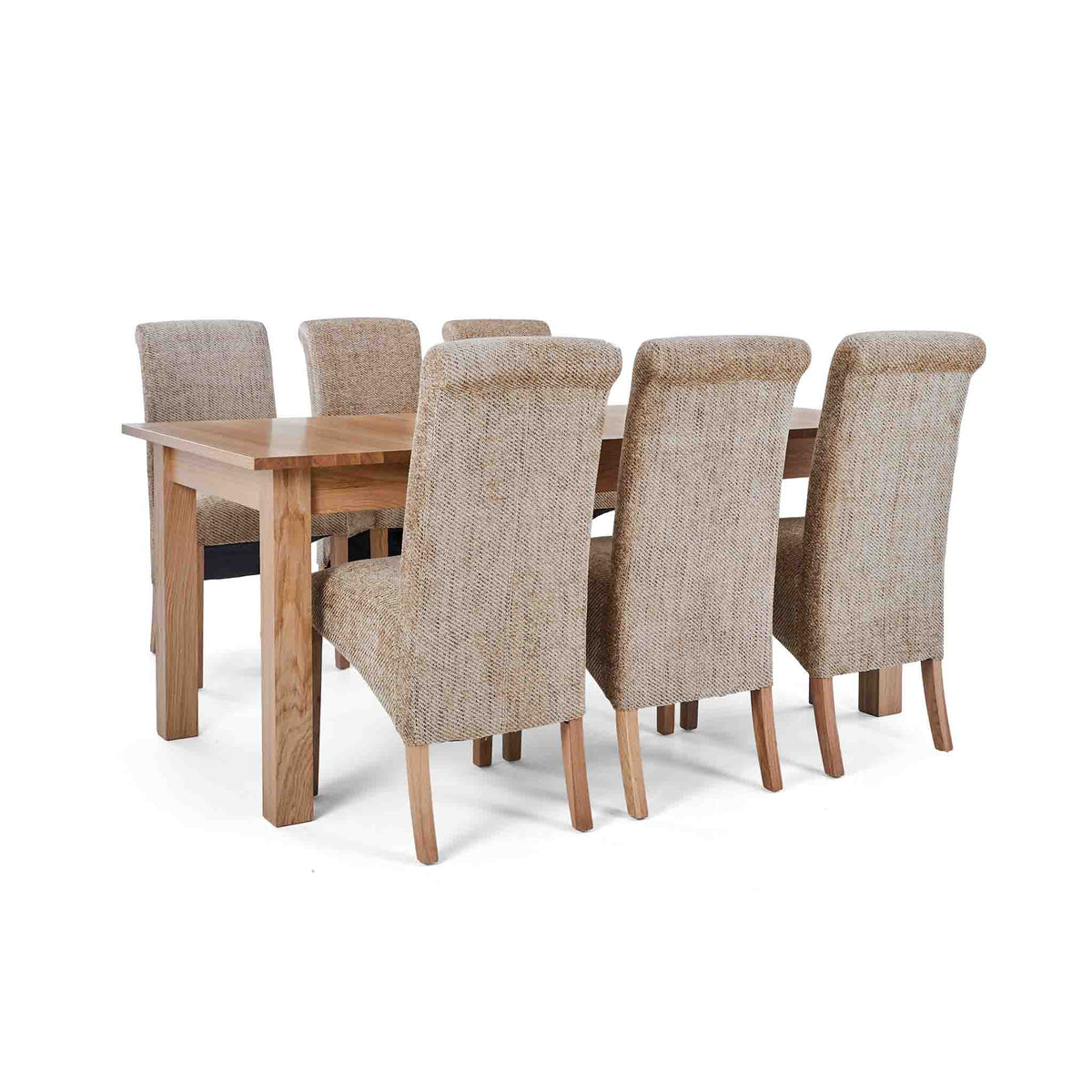 6 Wheat Bibury Chairs with the Falmouth Oak Large Extending Dining Table