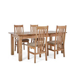 4 Wheat Slatted Chairs with the Falmouth Oak Large Extending Dining Table