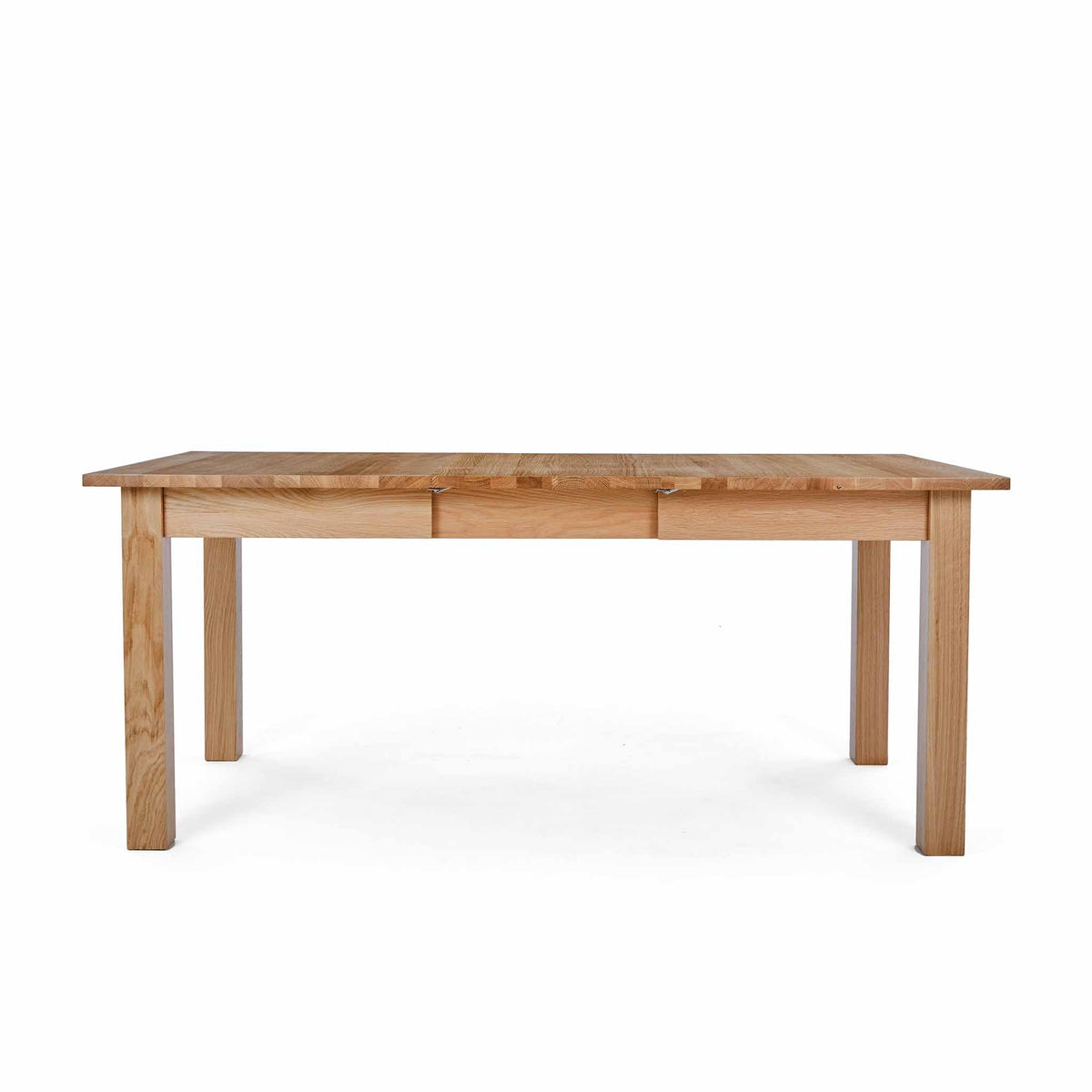 Front view of the Falmouth Oak Large Extending Table by Roseland Furniture