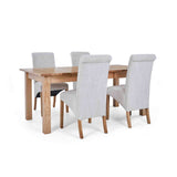 4 Natural Bibury Chairs with the Falmouth Oak Large Extending Dining Table