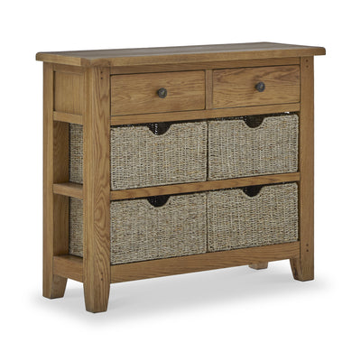 Broadway Oak Console Table with Baskets