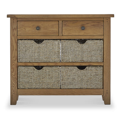 Broadway Oak Console Table with Baskets