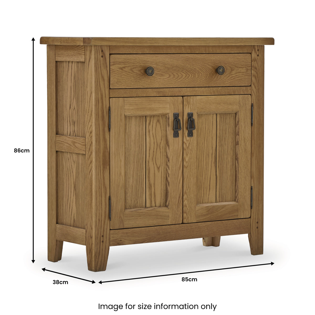 Broadway Oak Mini Sideboard Cabinet dimensions