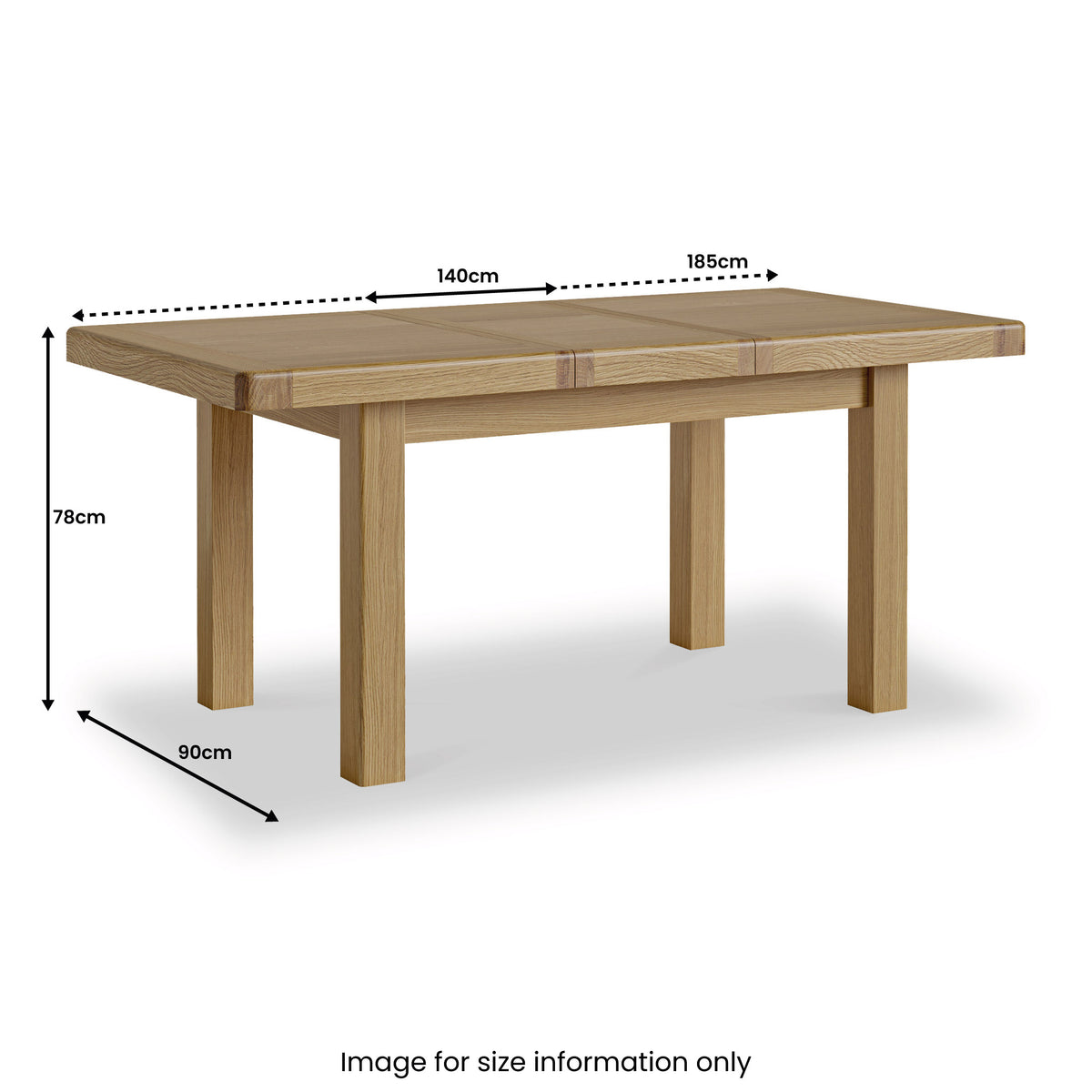 Portland Oak Small Extending Dining Table dimensions
