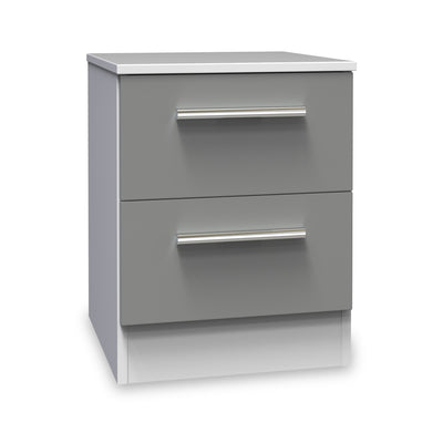 Blakely Grey and White 2 Drawer Bedside Cabinet