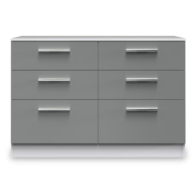 Blakely Grey and White 6 Drawer Wide Chest