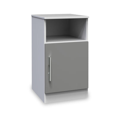 Blakely Grey and White 1 Door with Open Shelf Bedside Cabinet