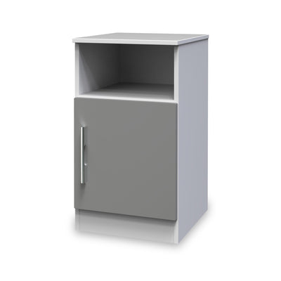 Blakely Grey and White 1 Door with Open Shelf Bedside Cabinet