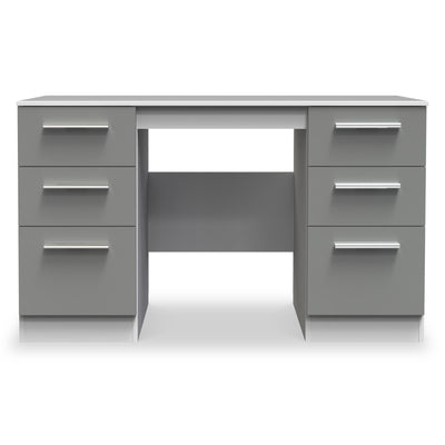 Blakely Grey and White 6 Drawer Storage Desk