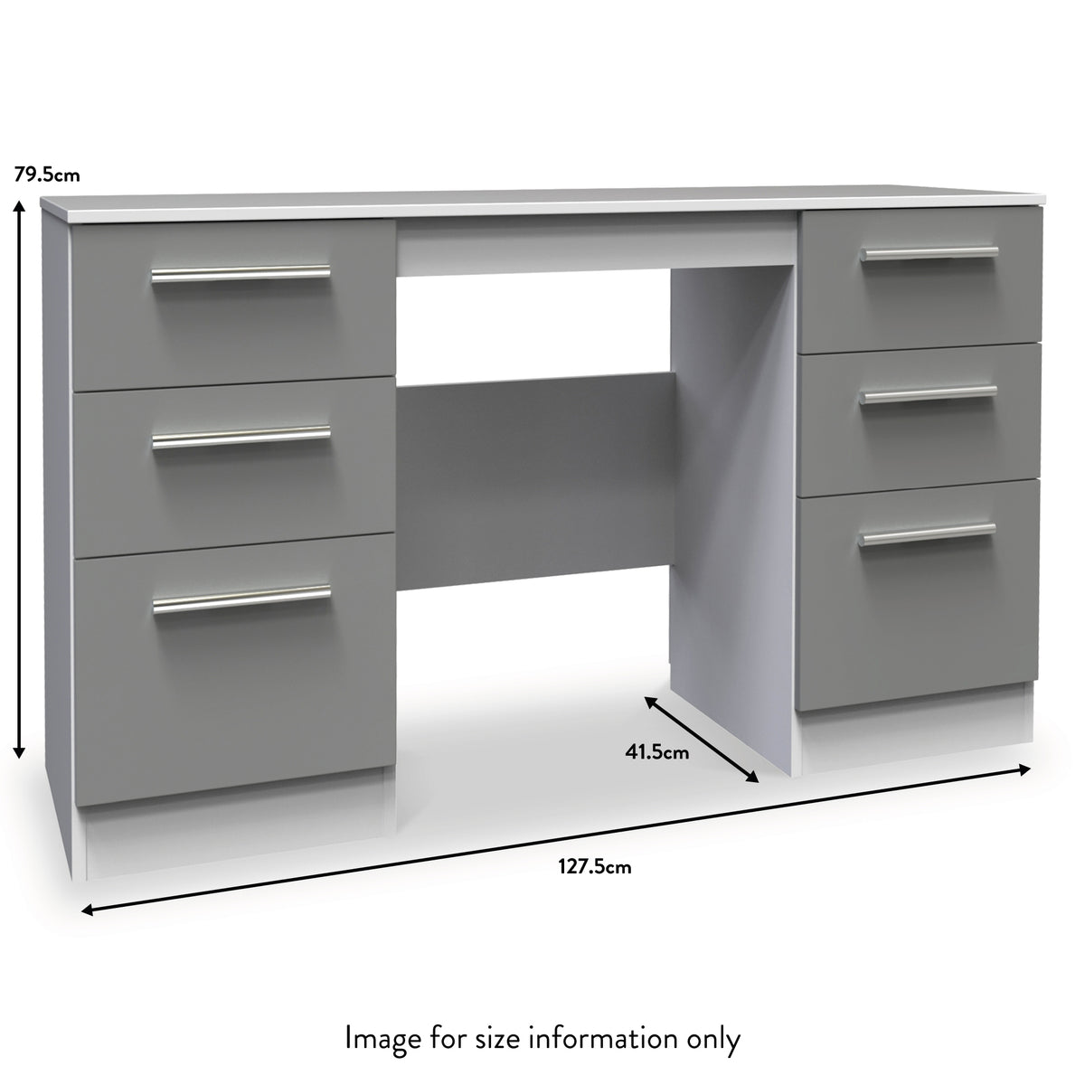 Blakely Grey and White 6 Drawer Storage Desk