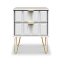 Harlow White 2 Drawer Bedside with Gold Hairpin Legs