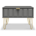 Harlow Grey Drawer Side Table with Gold Hairpin Legs