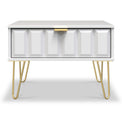 Harlow White Drawer Side Table with Gold Hairpin Legs