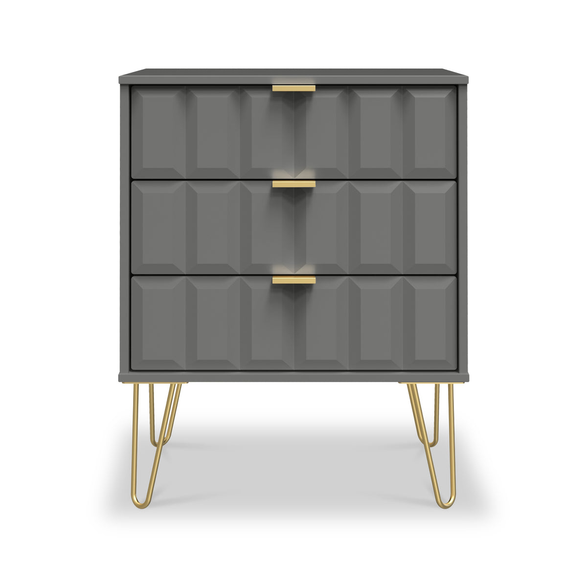 Harlow Grey 3 Drawer Midi Sideboard with Gold Hairpin Legs