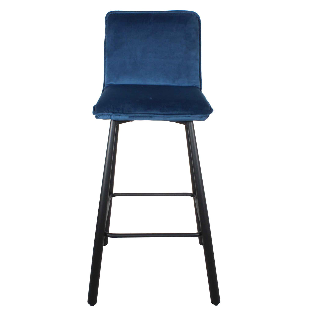 front view of Blue Whitney Velvet Breakfast Bar Stool from Roseland Furniture