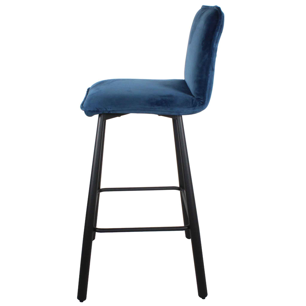 Side view of Blue Whitney Velvet Breakfast Bar Stool from Roseland Furniture