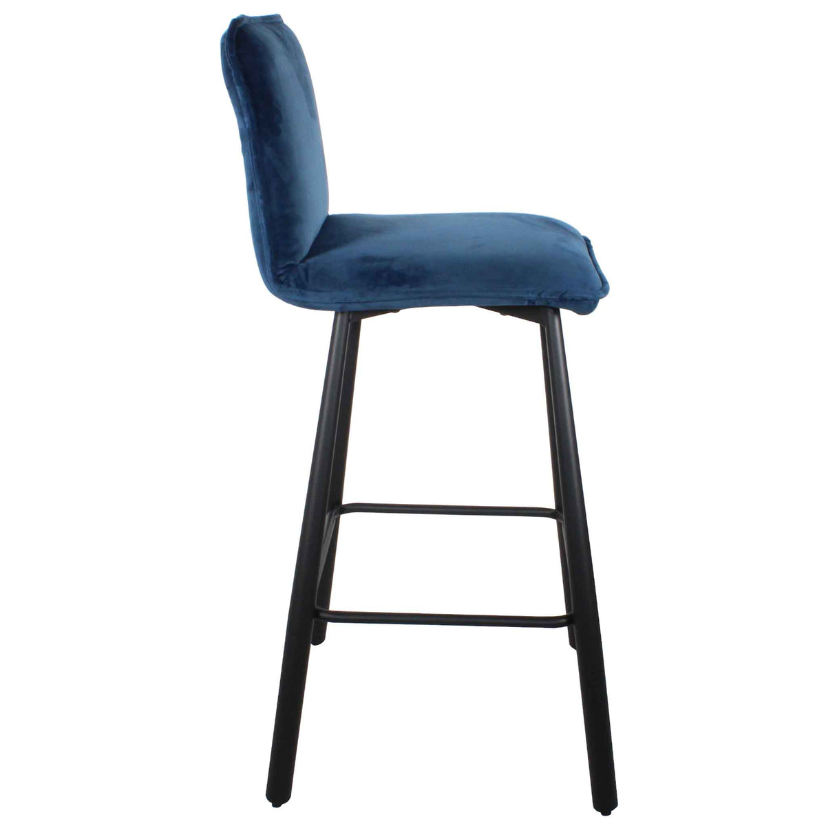 Blue Whitney Velvet Breakfast Bar Stool with metal legs