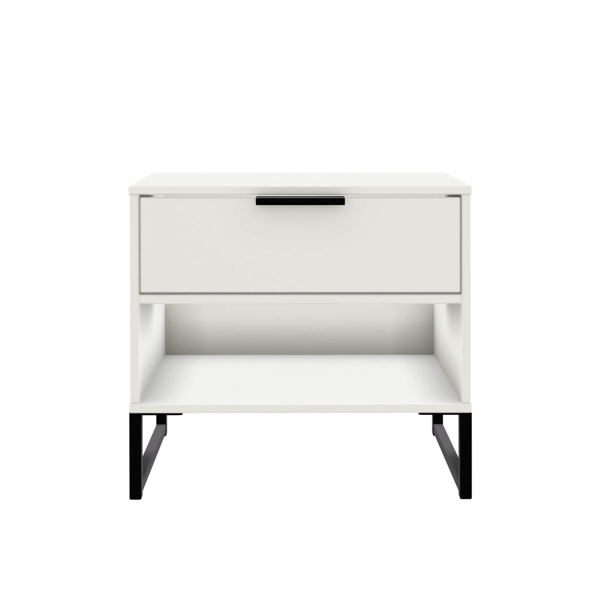 Hudson White 1 Drawer with open shelf side table