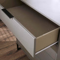 Hudson Grey 3 Drawer chest with black legs linen effect drawer
