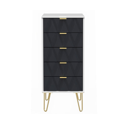 Geo 5 Drawer Tallboy with Gold Hairpin Legs