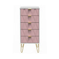 Geo white and pink slim 5 drawer tallboy chest from roseland