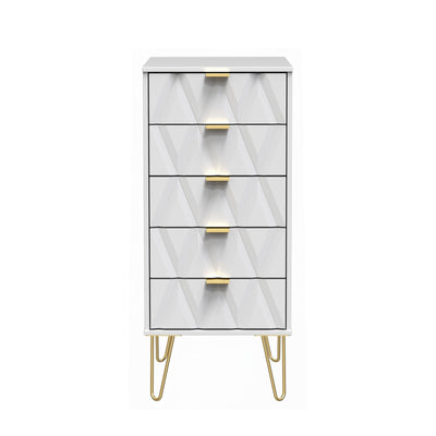 Geo 5 Drawer Tallboy with Gold Hairpin Legs