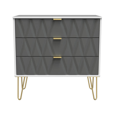 Geo 3 Drawer Chest with Gold Hairpin Legs