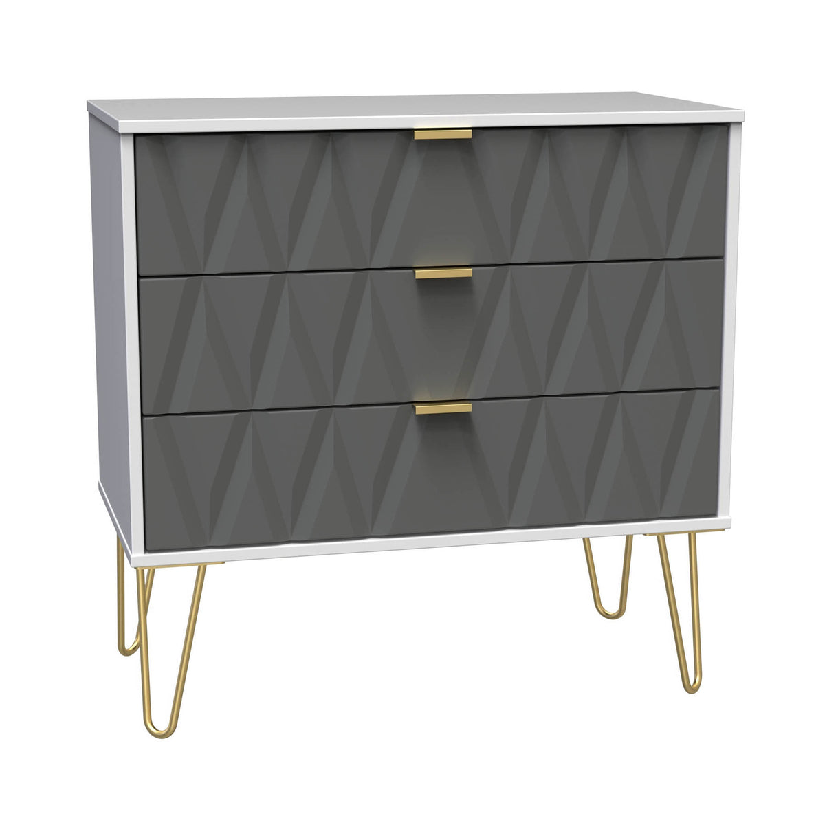 Geo 3 Drawer Chest with Gold Hairpin Legs