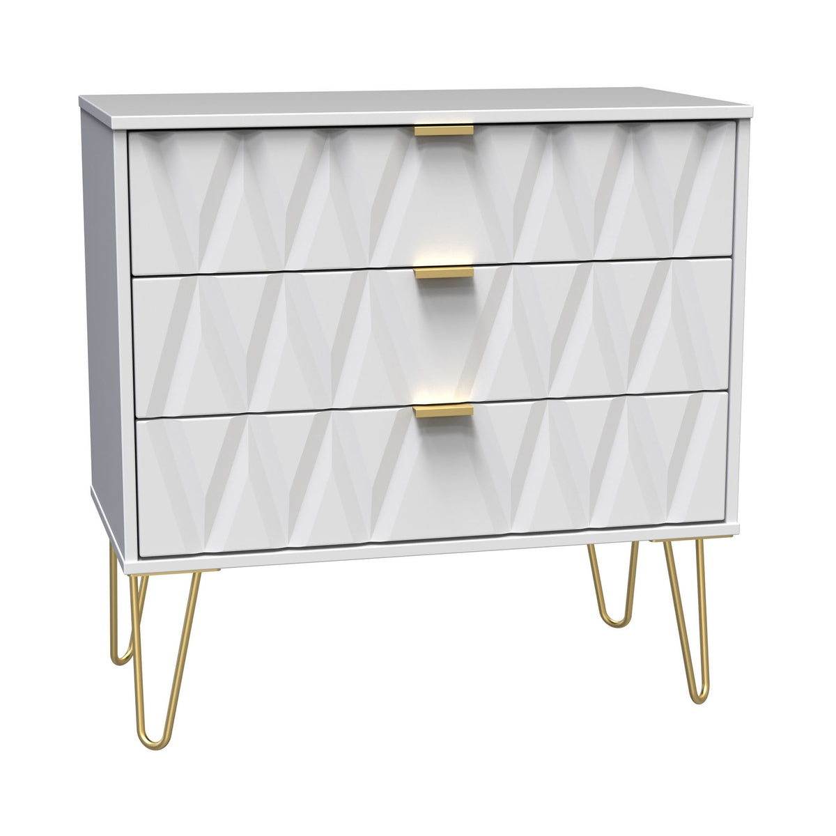 Geo 3 Drawer Chest with Gold Hairpin Legs