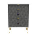 Geo white and grey large 5 drawer chest with gold hair pin legs from roseland