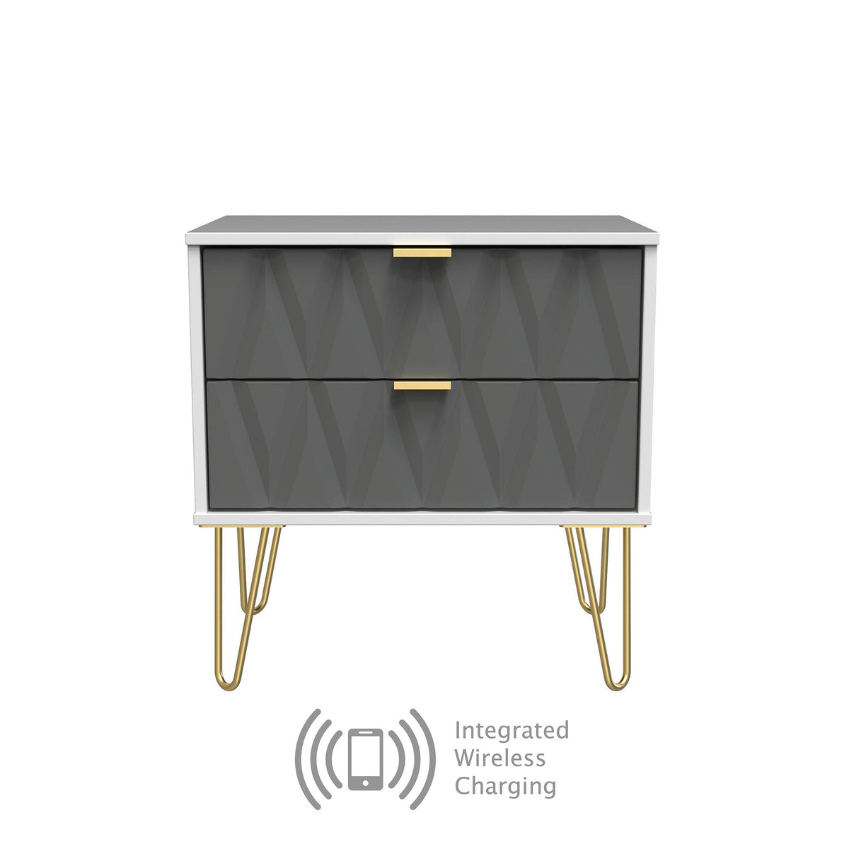 Geo white and grey wireless charging 2 drawer utility chest from roseland