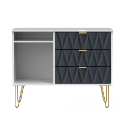 Geo 3 Drawer TV Unit with Gold Hairpin Legs