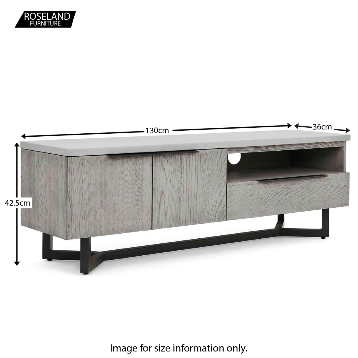 Epsom 130cm Large TV Stand - Size Guide