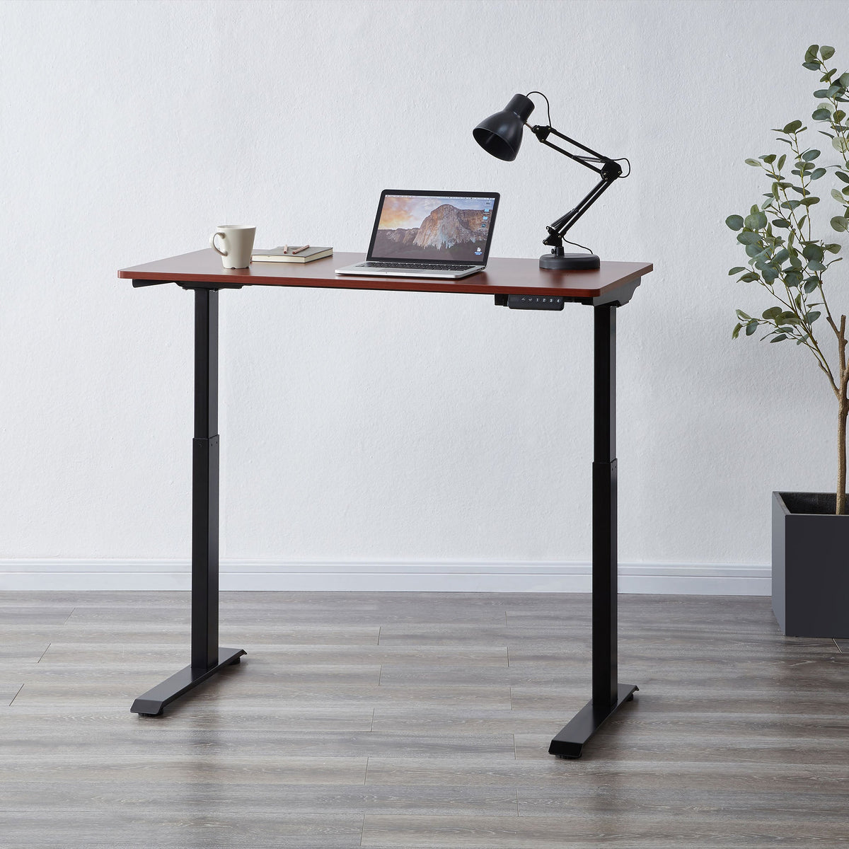 Apollo Walnut Wireless Smart Office Desk adjustable height