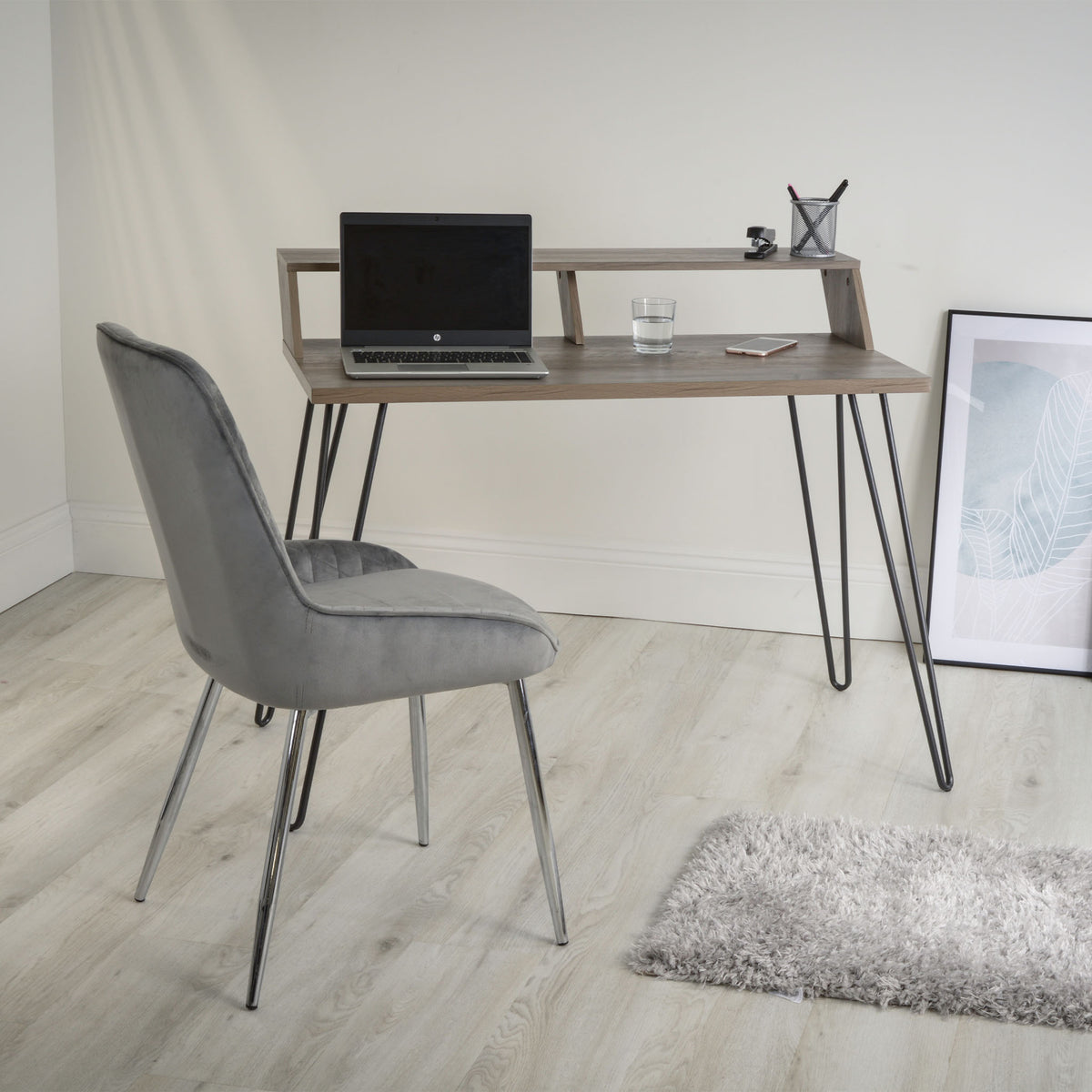 Bea Lime Wash & Charcoal Smart Office Desk Lifestyle