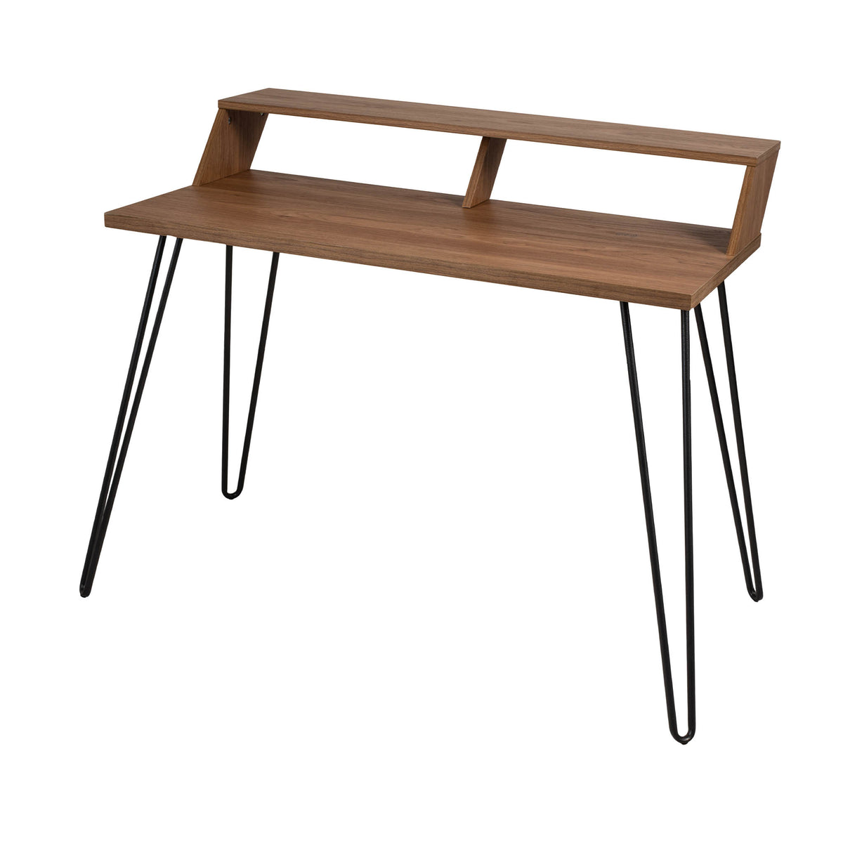 Bea Oak & Charcoal Smart Office Desk with hairpin legs