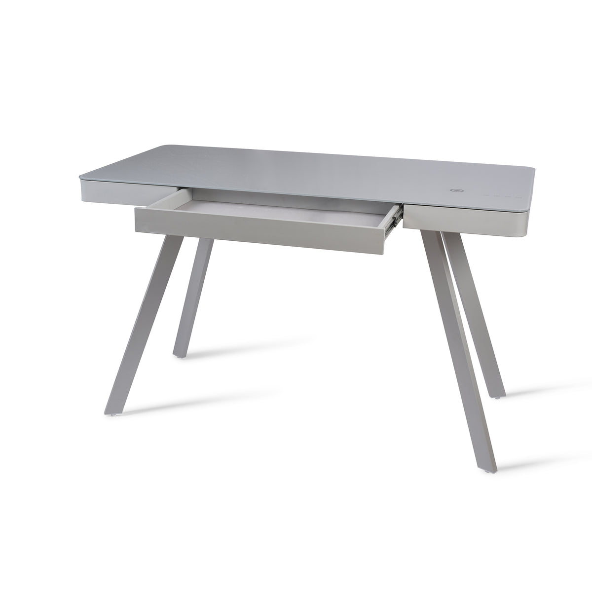 Slias Light Grey Wireless Smart Tech Office Desk with metal frame