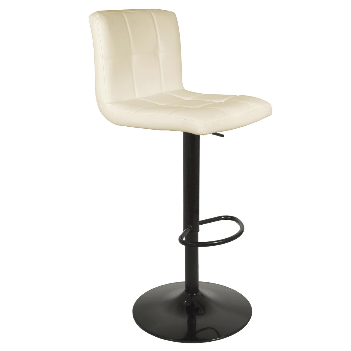 Vanilla Cream Elton Adjustable Breakfast Bar Stool with black pedestal