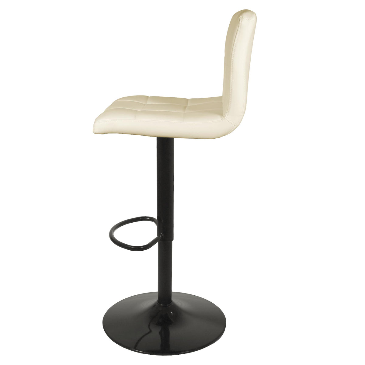 Side view of the Vanilla Cream Elton Adjustable Breakfast Bar Stool from Roseland Furniture