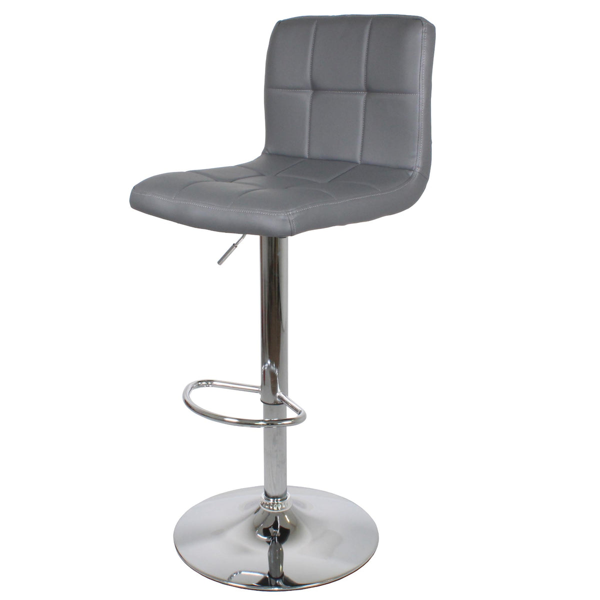 Sky Grey Elton Adjustable Breakfast Bar Stool with chrome metal pedestal