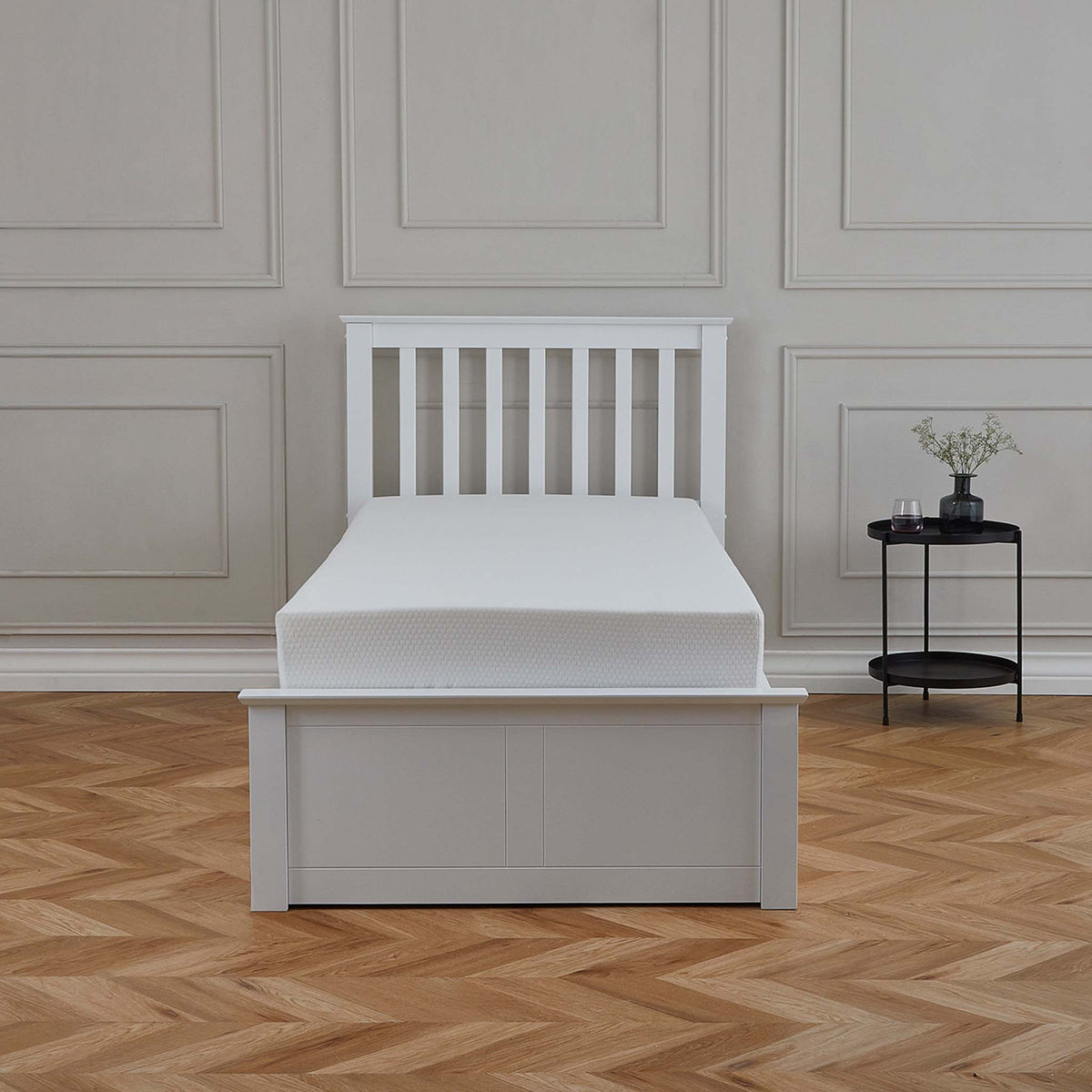 Atlas White Single Wooden Ottoman Bed by Roseland Furniture