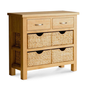 London Oak Console Table with Baskets
