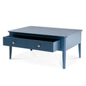 Stirling Blue Coffee Table - Side view with drawer open