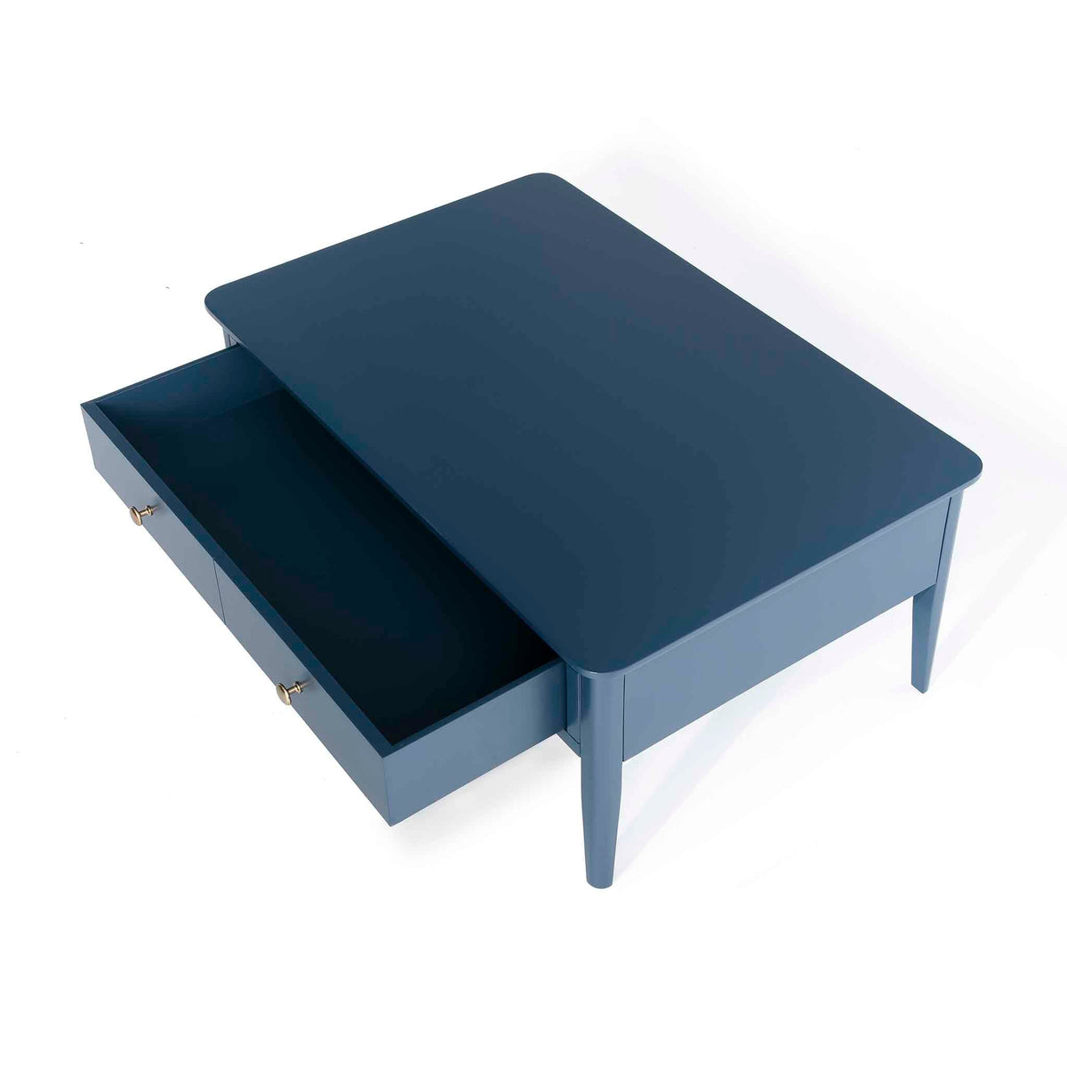 Stirling Blue Coffee Table - Top view with drawer open