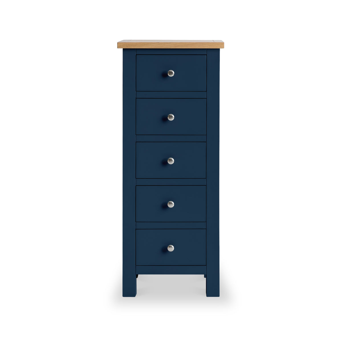 Farrow Navy Blue 5 Drawer Tallboy Chest from Roseland Furniture