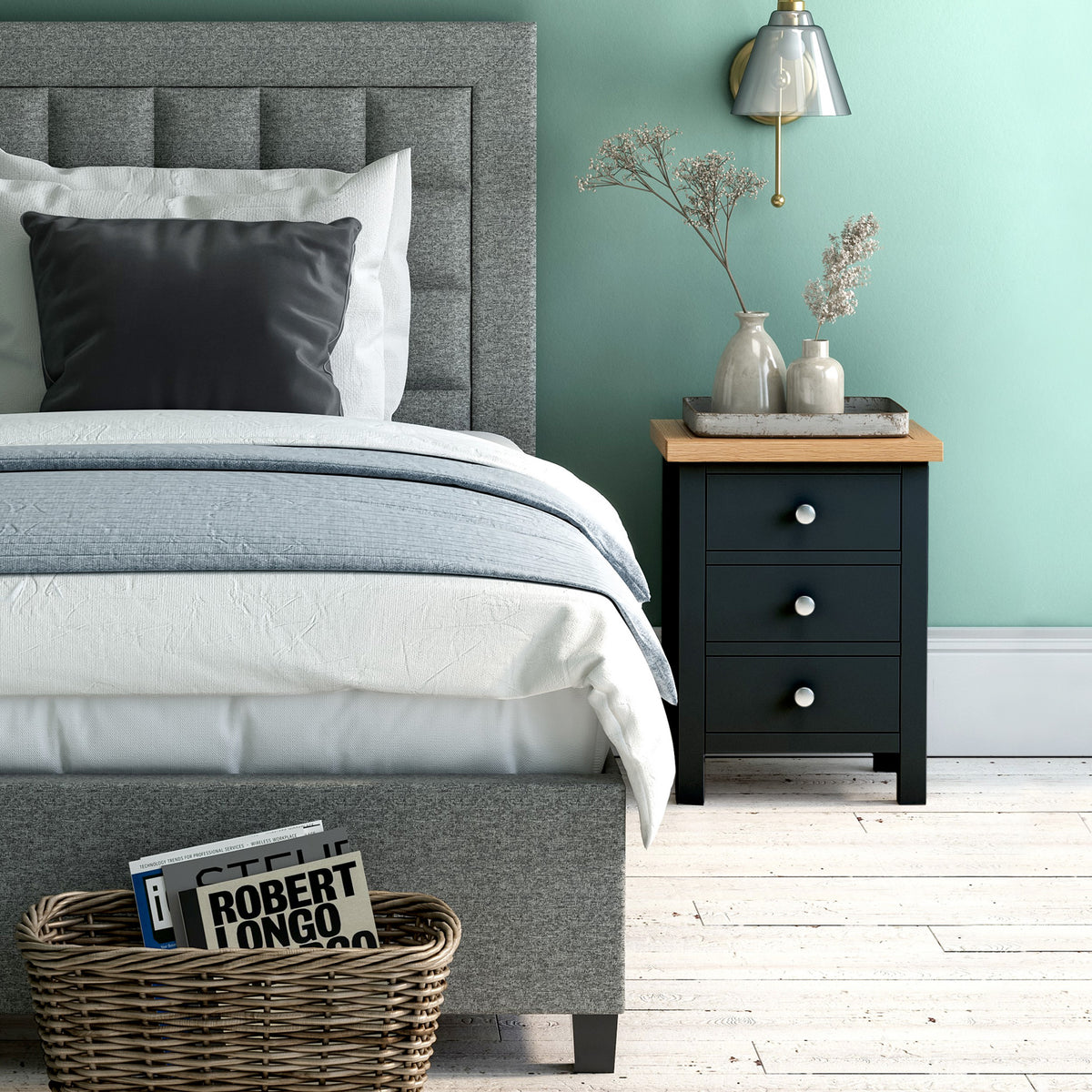 Farrow Black Bedside Table Lifestyle