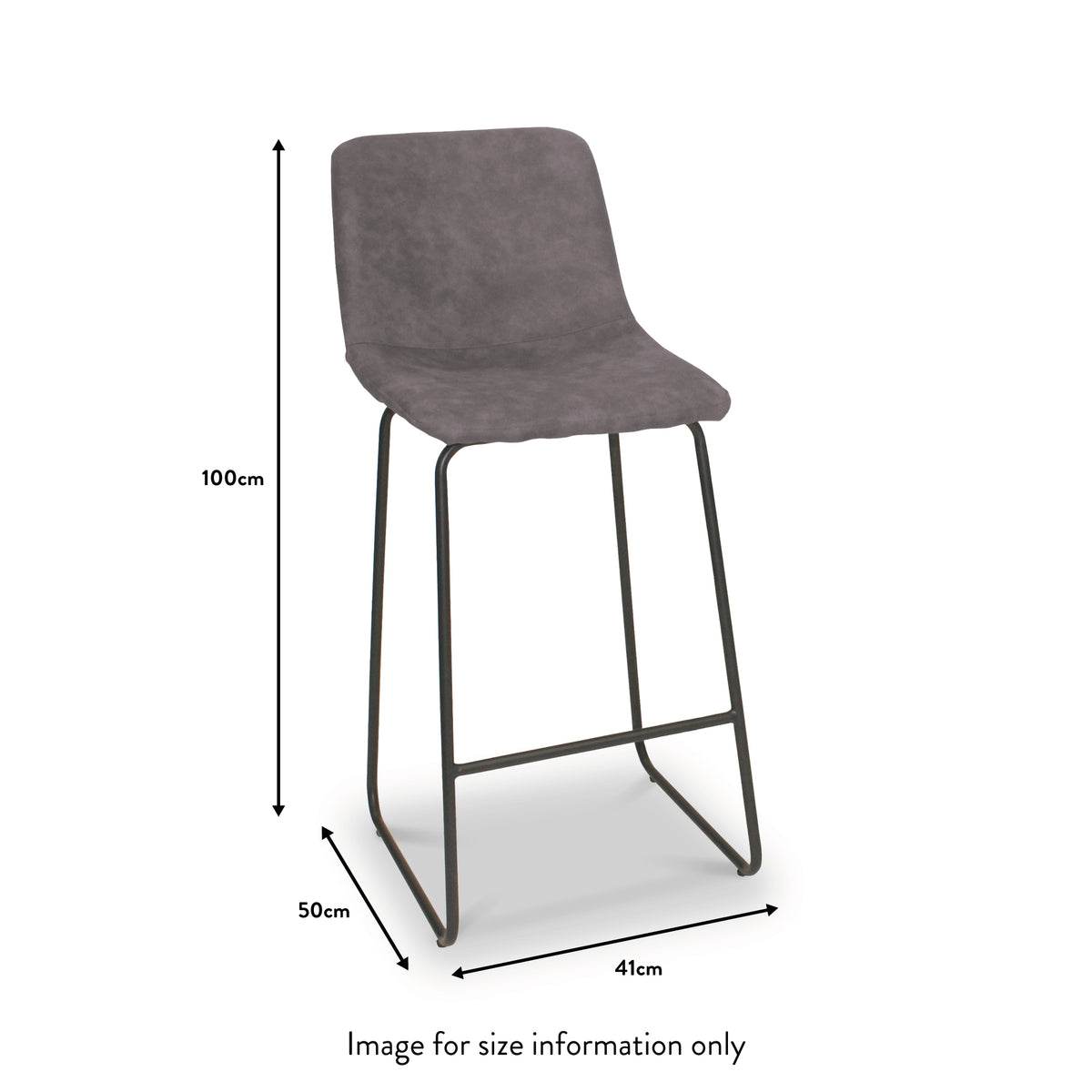 Maren Light Grey Faux Leather Bar Stool dimensions