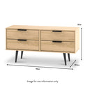 Asher Light Oak 4 Drawer Low Storage Chest with black legs dimensions