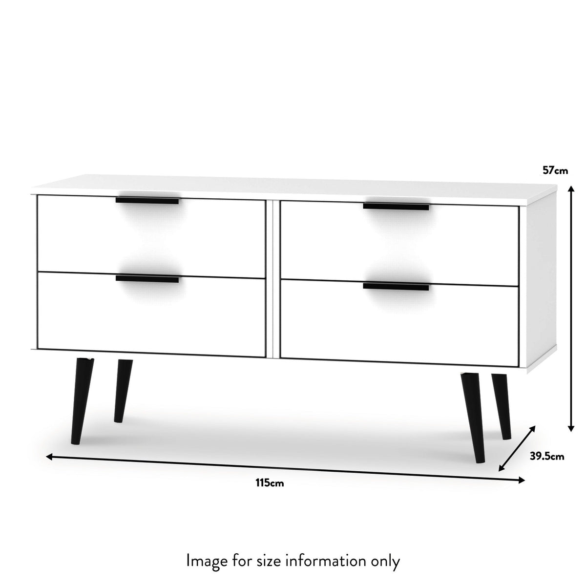 Asher White 4 Drawer Low Storage Chest dimensions