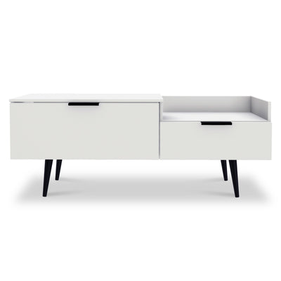 Asher White TV Console Unit with Black Legs